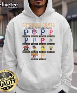 Official Pittsburgh Pirates History of Team Logos hoodie featuring iconic team logo designs in stylish apparel.