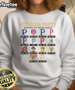 Official Pittsburgh Pirates History of Team Logos Sweatshirt showcasing vintage logo designs and team spirit.