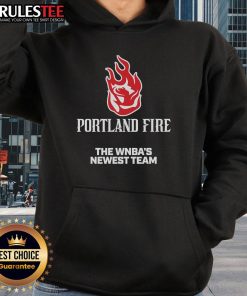Alt Text: Official Portland Fire hoodie, the WNBA's newest team, featuring vibrant team colors and logo perfect for fans.