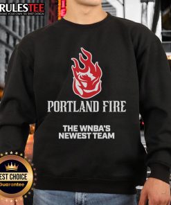 Alt Text: Official Portland Fire sweatshirt, featuring the WNBA's newest team logo, perfect for fans and supporters.