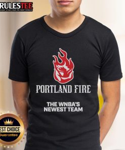 Alt Text: Official Portland Fire T-shirt, the WNBA's newest team, featuring bold logo and vibrant colors for fans.