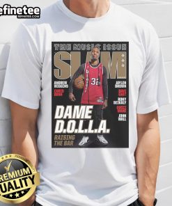 Alt Text: Official Portland Trail Blazers NBA Slam Damian Lillard retro sports t-shirt showcasing vintage team graphics.
