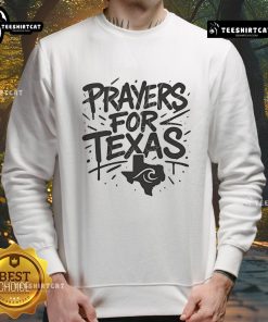 Official Prayers for Texas shirt featuring flood support design on a cozy sweatshirt, perfect for showing solidarity.