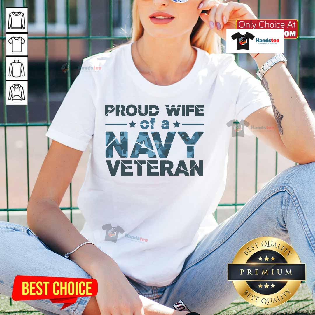 Official Proud Wife Of A Navy Veteran Navy Camo Text Ladies Tee Alt Text: Official Proud Wife of a Navy Veteran Navy Camo Text Ladies Tee showcasing pride and support for Navy veterans.