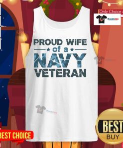 Alt Text: Official Proud Wife of a Navy Veteran tank top in navy camo design, perfect for military spouse pride and support.