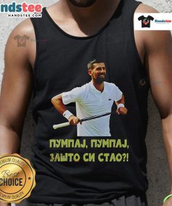 Official Pumpaj Novak Djokovic tank top featuring unique design and vibrant colors, perfect for sports fans.