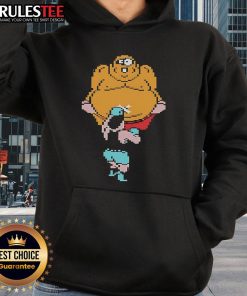 Official Punch-Out King Hippo Gamer Pixel Hoodie featuring vibrant pixel art and a cozy design for gaming enthusiasts.