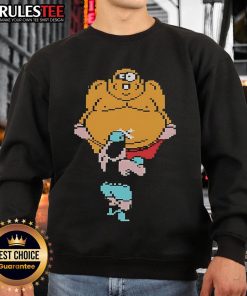 Official Punch Out King Hippo Gamer Pixel Sweatshirt featuring vibrant pixel art of King Hippo in a classic gaming style.