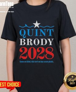 Alt Text: Official Quint Brody 2028 Come On Chief Ladies Tee featuring bold graphics and a stylish design for fans.