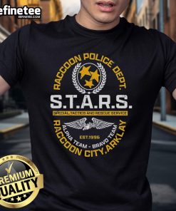 Official Raccoon Police Dept S.T.A.R.S. T-Shirt featuring Racoon City design, Est 1996, perfect for fans of the franchise.