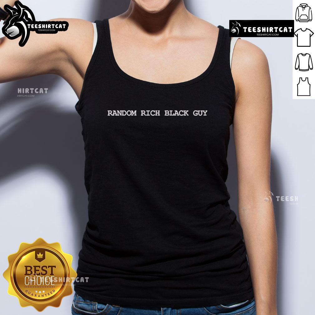 Official Random Rich Black Guy Tank Top Black man wearing an Official Random Rich Black Guy tank top, showcasing a stylish and bold streetwear fashion statement.