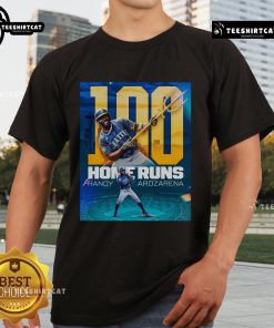 Official Randy Arozarena Home Runs T-Shirt featuring vibrant graphics celebrating Arozarena's MLB home run achievements.