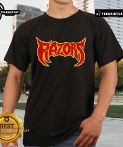 Official Razors Blockchain Pixel Logo T-Shirt featuring a vibrant pixelated logo design on a stylish tee.