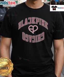 Official Red Chicago Bulls Blackpink X NBA T-Shirt featuring vibrant graphics and a stylish design for fans.
