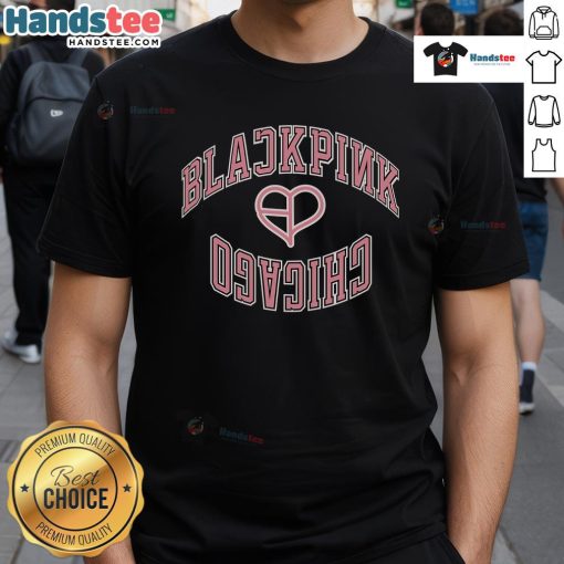 Official Red Chicago Bulls Blackpink X NBA T-Shirt featuring vibrant graphics and a stylish design for fans.
