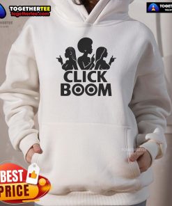 Official Reggie Denireaux Click Boom Hoodie in black, featuring bold graphics and a stylish design for casual wear.