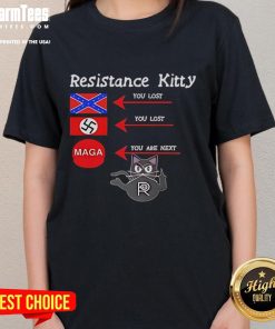 Official Resistance Kitty 'You Lost, You're Next' Ladies Tee featuring a bold graphic design for stylish activism.