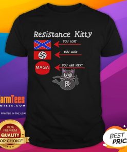 Alt Text: Official Resistance Kitty You Lost You Lost You're Next T-Shirt featuring a bold graphic design and vibrant colors.