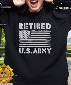 Official Retired US Army America Flag Sweatshirt featuring vibrant flag design and comfortable fit for veterans.