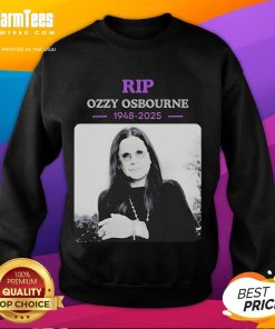 Alt Text: Official RIP Ozzy Osbourne Rest In Power 1948-2025 sweatshirt featuring a tribute design for fans of the legendary artist.