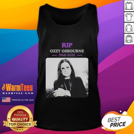 Official RIP Ozzy Osbourne Rest In Power 1948-2025 tank top featuring a tribute design honoring the legendary musician.