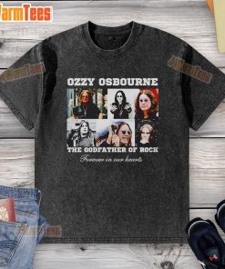 Alt Text: Official Rip Ozzy Osbourne The Godfather of Rock washed t-shirt featuring vintage design and iconic rock graphics.
