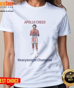 Official Rocky II Apollo Creed Heavyweight Champion Ladies Tee featuring bold graphics and stylish design for boxing fans.