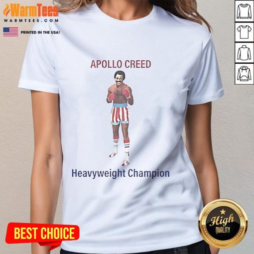 Official Rocky II Apollo Creed Heavyweight Champion Ladies Tee featuring bold graphics and stylish design for boxing fans.