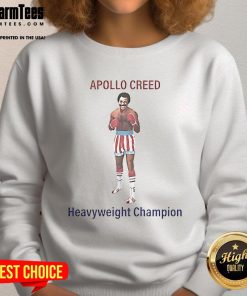 Official Rocky II Apollo Creed Heavyweight Champion sweatshirt featuring iconic design and vibrant colors for fans.