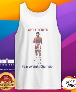 Alt Text: Official Rocky II Apollo Creed Heavyweight Champion tank top featuring bold graphics and iconic design.