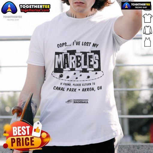 Alt Text: Official Rubberducks Baseball 'Oops I've Lost My Marbles' T-Shirt featuring a vibrant design and team logo.