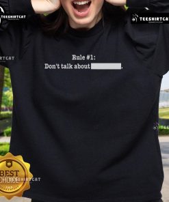 Official Rule 1 Don't Talk About Sweatshirt in black, featuring bold white text on the front, perfect for fans of the motto.