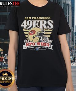 Alt Text: Official San Francisco 49ers NFC West 1946 helmet ladies tee showcasing team pride and vintage style.