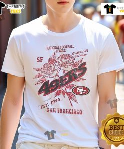 Alt Text: Official San Francisco 49ers T-shirt featuring the NFL logo, established 1946, perfect for fans and collectors.