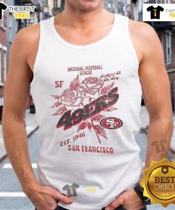 Official San Francisco 49ers tank top, showcasing NFL logo and established 1946, perfect for fans and casual wear.