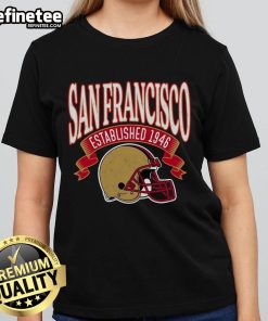 Vintage San Francisco football ladies tee shirt established 1946, featuring classic design and team colors.