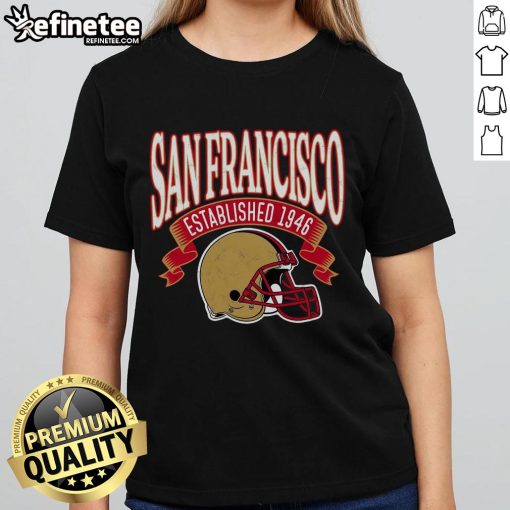Vintage San Francisco football ladies tee shirt established 1946, featuring classic design and team colors.