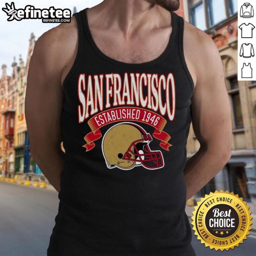 Vintage San Francisco football tank top, established 1946, showcasing retro design and vibrant team colors.