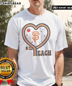 Official San Francisco Giants Baseball Love Teaching Heart Pencil T-Shirt design featuring a heart and pencil graphic.
