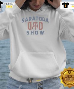 Official Saratoga Dad Show Barstool Sports Dad Hoodie in navy, featuring cozy design and vibrant logo for sports enthusiasts.