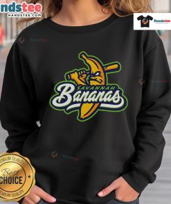 Official Savannah Bananas logo sweatshirt featuring vibrant colors and a stylish design for fans and supporters.
