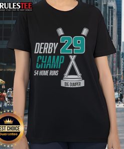 Alt Text: Official Seattle Mariners Cal Raleigh 29 Derby Champ Big Dumper ladies tee featuring vibrant team colors and logo.