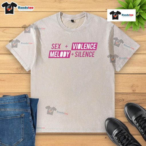 Official Sex Violence Melody Silence Washed T-Shirt featuring a unique design on a soft, faded fabric for a stylish look.