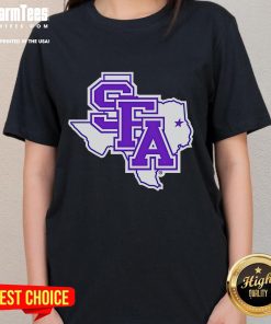 Official SFA Primary Logo on a Texas Ladies Tee, showcasing vibrant colors and stylish design for fans.