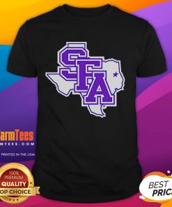 Official SFA Primary Logo Texas T-Shirt featuring vibrant colors and the iconic SFA logo for fans and alumni.