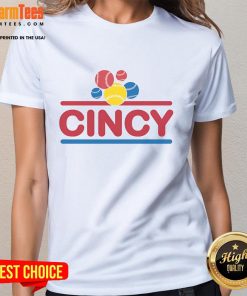Official Shake N Bake Cincy Ladies Tee showcasing stylish design and vibrant colors for Cincinnati fans.