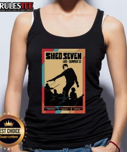 Official Shed Seven Live Summer 25 poster on a stylish tank top, perfect for fans of the iconic British rock band.