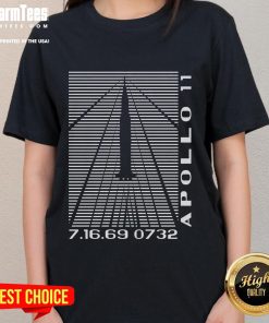 Official Shockwaves Apollo 11 Retro Space Ladies Tee featuring a vintage design celebrating the moon landing.