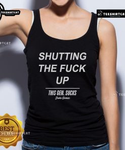 Official Shutting The Fuck Up Tank Top featuring bold text on a stylish black background, perfect for casual wear.