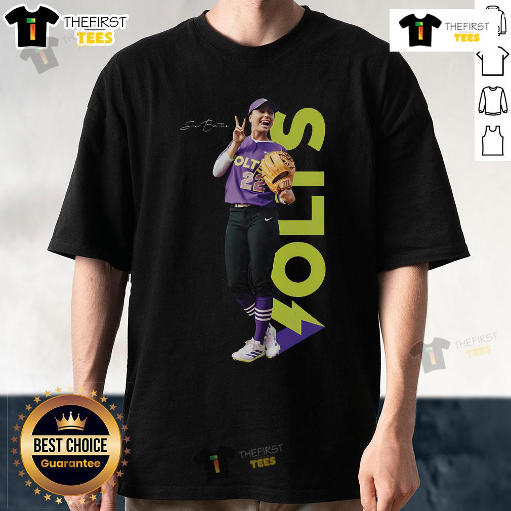 Official Sis Bates Volts T Shirt Alt Text: Official Sis Bates Volts T-Shirt featuring bold graphics and a comfortable fit for fans and players alike.